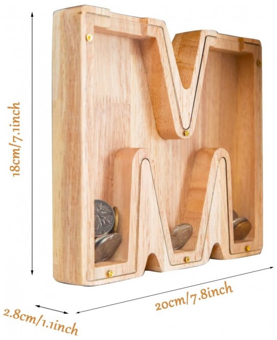 Personalized Letter Wood Piggy Bank Alphabet Piggy Bank for Kids Alphabet Letter Storage Tank Personalized Letters Coin Bank ...