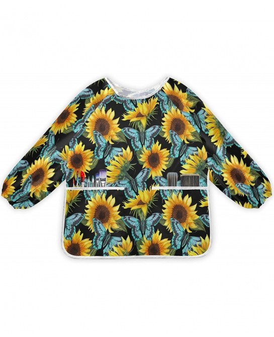Smock for Kids Sunflower Flowers Blue Butterflies Long Sleeve Kids Art Smock Paint Aprons with Pockets for Age 4-6 Years $23....