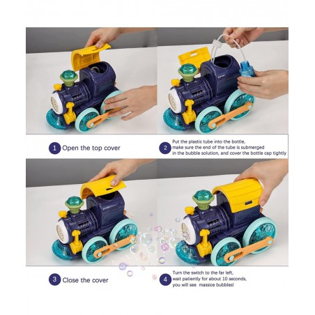 Bubble Lawn Mower Bubble Train Toys Bubble Machine Fun Bubbles Blowing with Colorful Lights Music Outdoor Car Push Toys Chris...