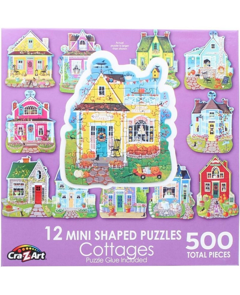 Sweet Cottages : A Collection of 12 Mini Shaped Puzzles Totaling 500 color coded pieces By Artist: Kim Leo $34.47 Board Games