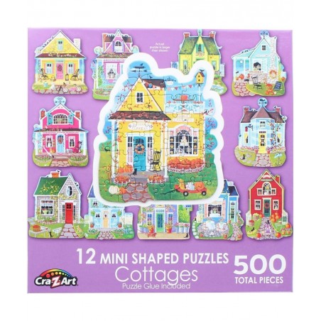 Sweet Cottages : A Collection of 12 Mini Shaped Puzzles Totaling 500 color coded pieces By Artist: Kim Leo $34.47 Board Games