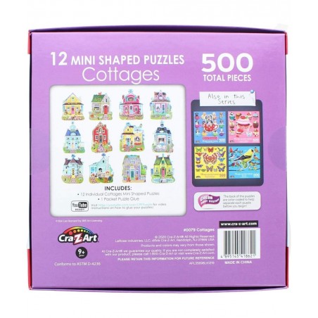 Sweet Cottages : A Collection of 12 Mini Shaped Puzzles Totaling 500 color coded pieces By Artist: Kim Leo $34.47 Board Games