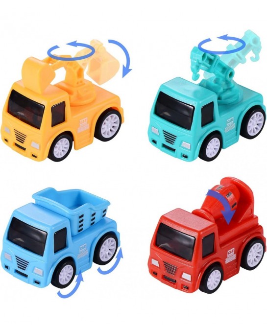 8 Pack Mini Cars Toys for Toddlers 2 3 Years Old Boys with Play Mat Friction Powered Construction Truck Toys for 2 Year Old B...
