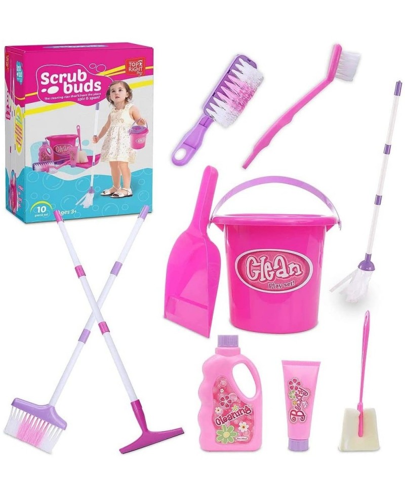 Kids Cleaning Set for Toddlers Pretend Play Broom Set with 28" Adjustable Extra Tall Broom Mop and Squeegee with 10 Accessori...