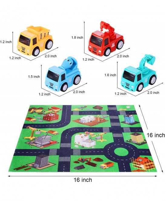 8 Pack Mini Cars Toys for Toddlers 2 3 Years Old Boys with Play Mat Friction Powered Construction Truck Toys for 2 Year Old B...
