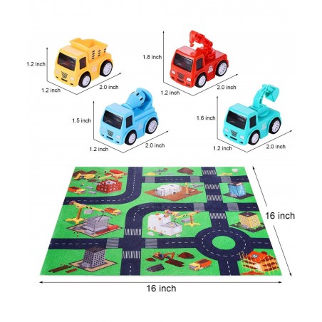 8 Pack Mini Cars Toys for Toddlers 2 3 Years Old Boys with Play Mat Friction Powered Construction Truck Toys for 2 Year Old B...