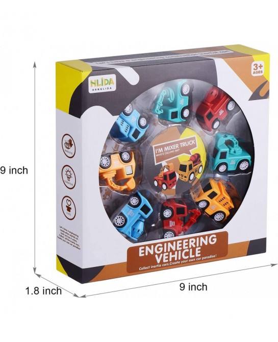 8 Pack Mini Cars Toys for Toddlers 2 3 Years Old Boys with Play Mat Friction Powered Construction Truck Toys for 2 Year Old B...