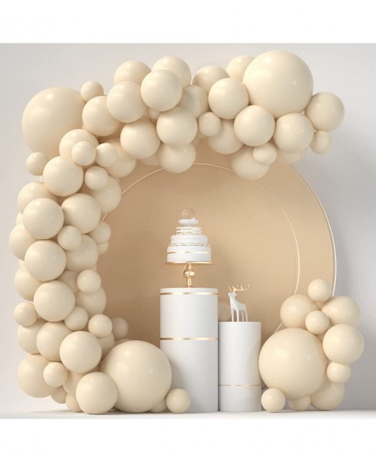 Ivory White Balloons 84 pcs Cream White Balloons Garland Arch Kit 5 inch +12 inch +18 inch Nude Balloons Happy Birthday Ballo...