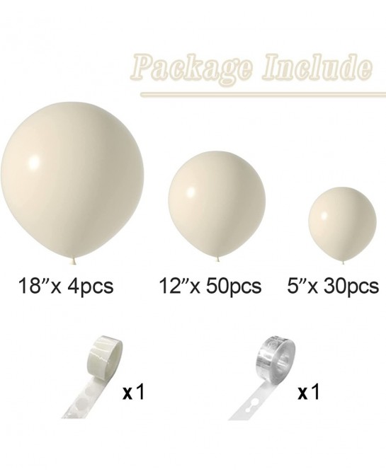 Ivory White Balloons 84 pcs Cream White Balloons Garland Arch Kit 5 inch +12 inch +18 inch Nude Balloons Happy Birthday Ballo...