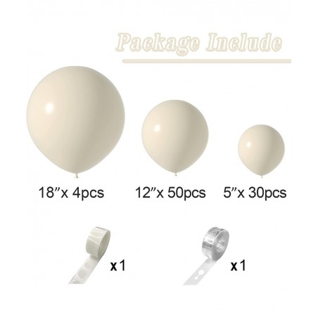Ivory White Balloons 84 pcs Cream White Balloons Garland Arch Kit 5 inch +12 inch +18 inch Nude Balloons Happy Birthday Ballo...