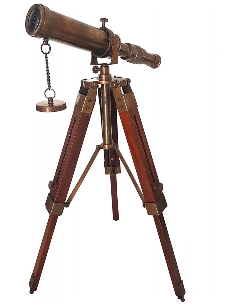 Antique Telescope with Tripod Vintage Brass décor Table Top Wooden Nautical Maritime Home Office $83.86 Children's Optics