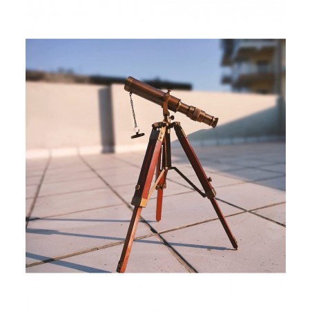 Antique Telescope with Tripod Vintage Brass décor Table Top Wooden Nautical Maritime Home Office $83.86 Children's Optics