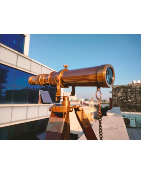 Antique Telescope with Tripod Vintage Brass décor Table Top Wooden Nautical Maritime Home Office $83.86 Children's Optics