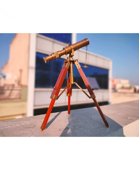 Antique Telescope with Tripod Vintage Brass décor Table Top Wooden Nautical Maritime Home Office $83.86 Children's Optics
