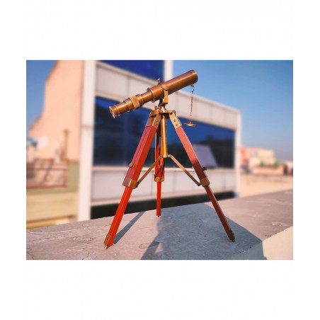 Antique Telescope with Tripod Vintage Brass décor Table Top Wooden Nautical Maritime Home Office $83.86 Children's Optics