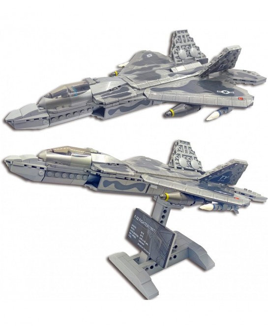 Military Building Blocks Sets 626 Pieces F22 Raptor Fighter Jet Plane Stem Building Toys for Boys Age 8-12 10015 F22 Raptors ...