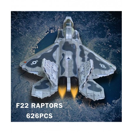 Military Building Blocks Sets 626 Pieces F22 Raptor Fighter Jet Plane Stem Building Toys for Boys Age 8-12 10015 F22 Raptors ...