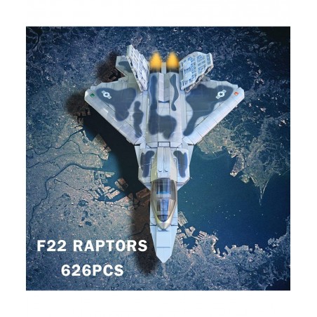 Military Building Blocks Sets 626 Pieces F22 Raptor Fighter Jet Plane Stem Building Toys for Boys Age 8-12 10015 F22 Raptors ...