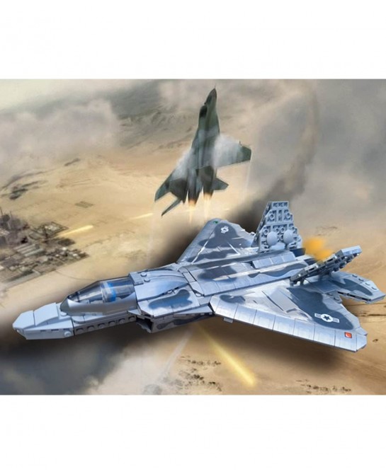 Military Building Blocks Sets 626 Pieces F22 Raptor Fighter Jet Plane Stem Building Toys for Boys Age 8-12 10015 F22 Raptors ...
