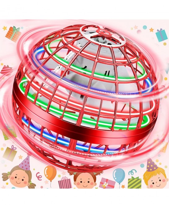 Flying Orb Hover Ball Toy Manual Flying Ball Drone Toy Flying Ball with 360° Rotating LED Lights Indoor Outdoor Boomerang Fly...