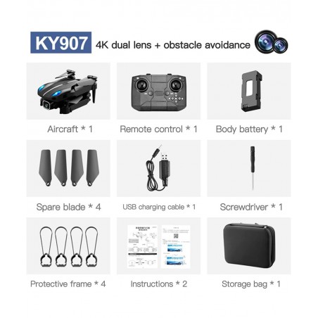 Mini Drone with 4K Dual Camera for Adults - KY907 RC Foldable Quadcopter Altitude Hold 3D Flips and Headless Mode One Key Sta...