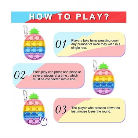 Pineapple Stitch Push Pop Bubble Fidget Sensory Toys Keychains 4 Pack Mini Popper Stress Reliever Silicone Squeeze Toy Keycha...