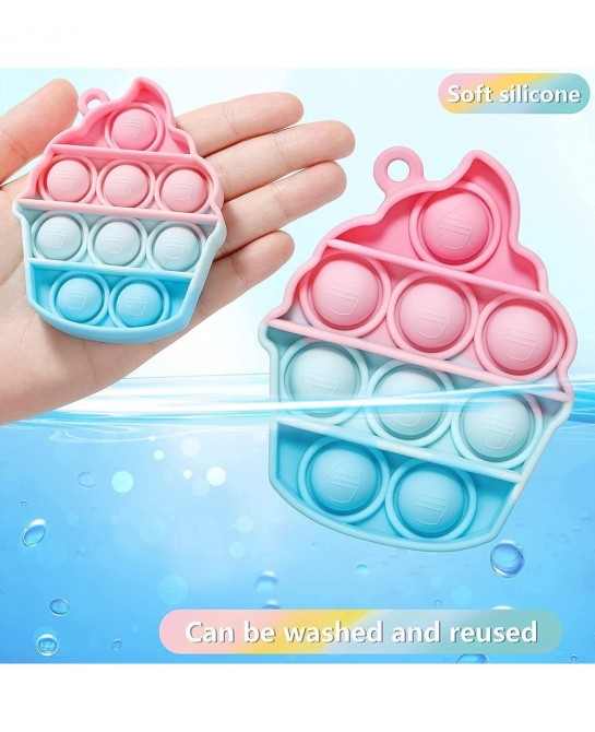 Pineapple Stitch Push Pop Bubble Fidget Sensory Toys Keychains 4 Pack Mini Popper Stress Reliever Silicone Squeeze Toy Keycha...