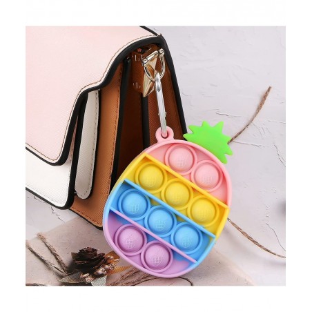 Pineapple Stitch Push Pop Bubble Fidget Sensory Toys Keychains 4 Pack Mini Popper Stress Reliever Silicone Squeeze Toy Keycha...