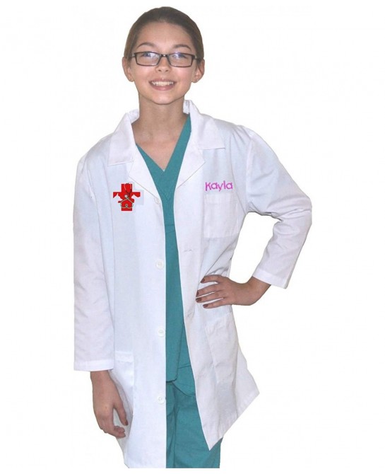 Custom Kids Veterinarian Lab Coat Cat Dog Embroidery Design $24.97 Kids' Costumes