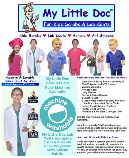 Custom Kids Veterinarian Lab Coat Cat Dog Embroidery Design $24.97 Kids' Costumes