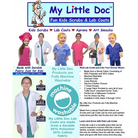 Custom Kids Veterinarian Lab Coat Cat Dog Embroidery Design $24.97 Kids' Costumes
