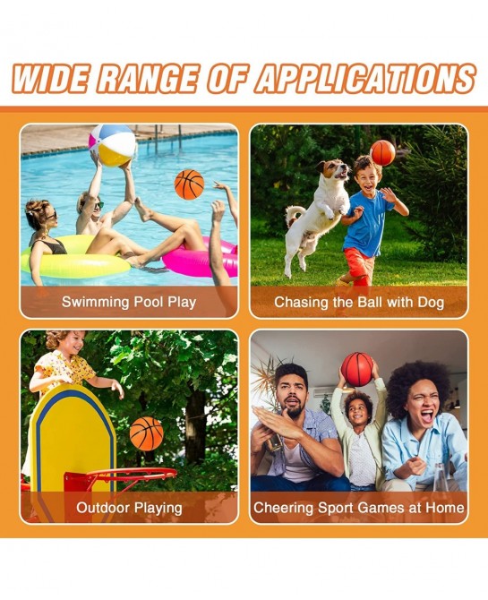 9 Pieces Toy Basketball Set Inflatable 6 Inch Miniature Basketball with 1 Pump and 1 White Red Basketball Storage Bag PVC Out...