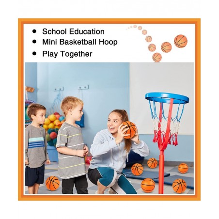 9 Pieces Toy Basketball Set Inflatable 6 Inch Miniature Basketball with 1 Pump and 1 White Red Basketball Storage Bag PVC Out...