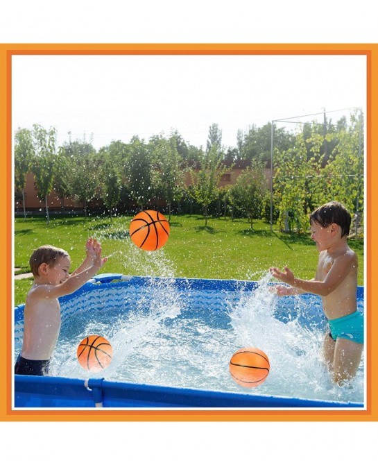 9 Pieces Toy Basketball Set Inflatable 6 Inch Miniature Basketball with 1 Pump and 1 White Red Basketball Storage Bag PVC Out...