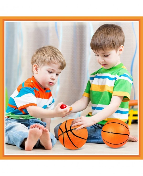 9 Pieces Toy Basketball Set Inflatable 6 Inch Miniature Basketball with 1 Pump and 1 White Red Basketball Storage Bag PVC Out...