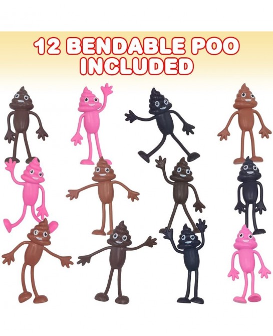 Bendable Poo Figures Set of 12 Bendable Toys for Kids Emoticon Party Favors for Boys and Girls Stress Relief Fidget Toys for ...