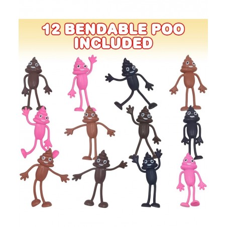 Bendable Poo Figures Set of 12 Bendable Toys for Kids Emoticon Party Favors for Boys and Girls Stress Relief Fidget Toys for ...