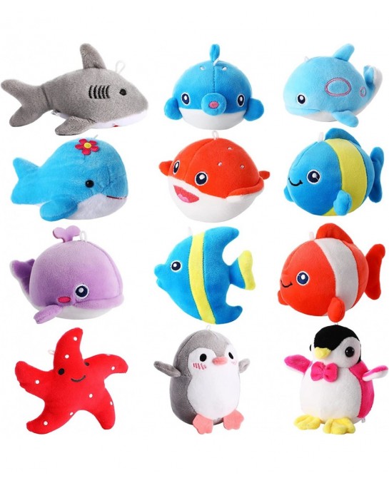 12 Pcs Mini Ocean Animal Plush Toys Sea Creatures Stuffed Toy Soft Plush Sea Life Small Stuffed Animals Plush Keychain Decora...