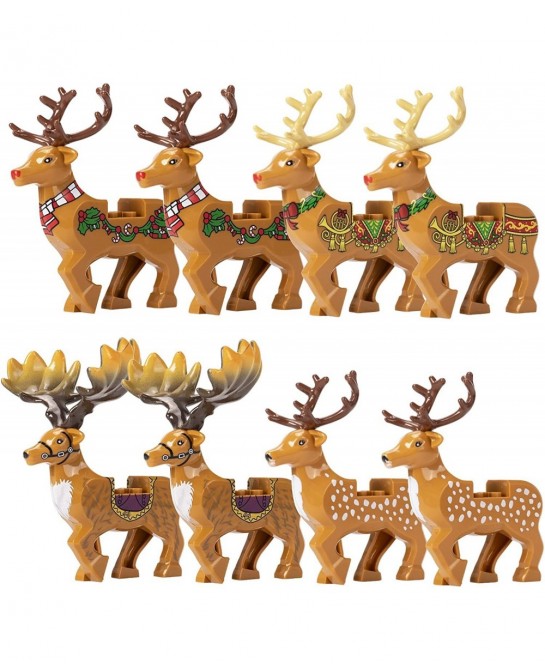 Christmas Reindeer Figures Animals Building Blocks Model Brick Set Accessories Decorations Christmas Tree Ornaments Toys Comp...