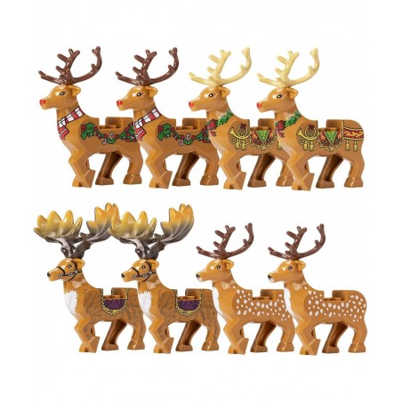 Christmas Reindeer Figures Animals Building Blocks Model Brick Set Accessories Decorations Christmas Tree Ornaments Toys Comp...