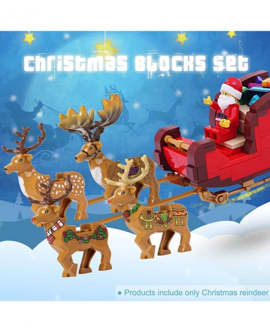 Christmas Reindeer Figures Animals Building Blocks Model Brick Set Accessories Decorations Christmas Tree Ornaments Toys Comp...