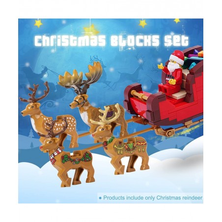 Christmas Reindeer Figures Animals Building Blocks Model Brick Set Accessories Decorations Christmas Tree Ornaments Toys Comp...
