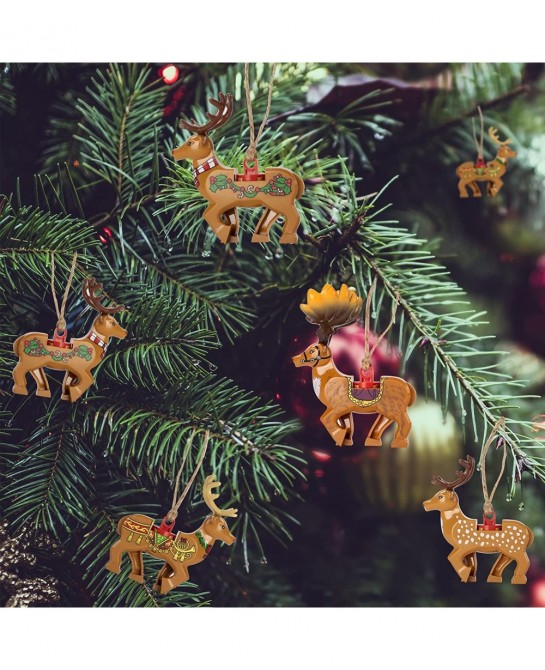 Christmas Reindeer Figures Animals Building Blocks Model Brick Set Accessories Decorations Christmas Tree Ornaments Toys Comp...