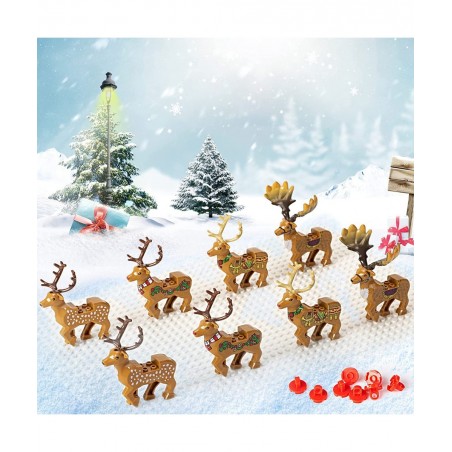 Christmas Reindeer Figures Animals Building Blocks Model Brick Set Accessories Decorations Christmas Tree Ornaments Toys Comp...