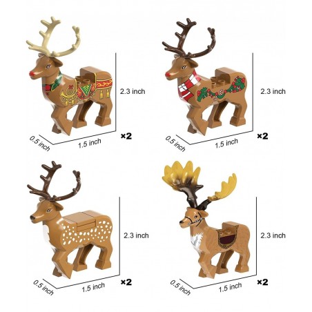 Christmas Reindeer Figures Animals Building Blocks Model Brick Set Accessories Decorations Christmas Tree Ornaments Toys Comp...