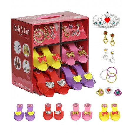 Princess Dress Up & Play Shoe & Jewelry Boutique with Fashion Accessories for Girls Dress Up Age 3-10 yrs Old $26.04 Dress-Up...