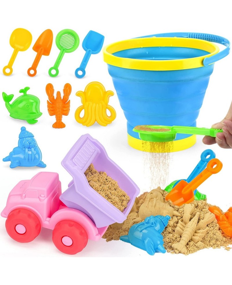 Beach Toys Set Foldable Beach Bucket Collapsible Seach Toys with Truck Sand Molds Beach Pails for Toddlers Indoor Outdoor $29...