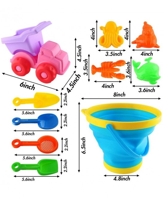 Beach Toys Set Foldable Beach Bucket Collapsible Seach Toys with Truck Sand Molds Beach Pails for Toddlers Indoor Outdoor $29...