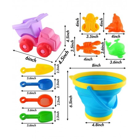 Beach Toys Set Foldable Beach Bucket Collapsible Seach Toys with Truck Sand Molds Beach Pails for Toddlers Indoor Outdoor $29...