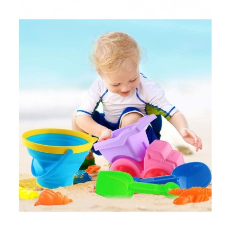 Beach Toys Set Foldable Beach Bucket Collapsible Seach Toys with Truck Sand Molds Beach Pails for Toddlers Indoor Outdoor $29...